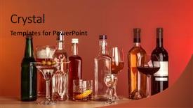  Presentation with spirit - Beautiful slide deck featuring bottles of wine and spirit backdrop and a red colored foreground