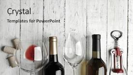  Presentation with corkscrew - Colorful presentation theme enhanced with bottles of wine glass backdrop and a light gray colored foreground