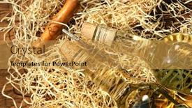  Presentation with cork - Beautiful presentation theme featuring bottles-of-wine-laying backdrop and a yellow colored foreground