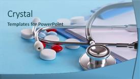  Presentation with bottles - Colorful slide deck enhanced with bottles on color background medicin backdrop and a light blue colored foreground