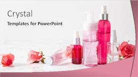  Presentation with serum - Colorful PPT theme enhanced with bottles-skincare-lotion-serum-medical backdrop and a white colored foreground