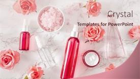  Presentation with natural skincare - Presentation design with bottles-skincare-lotion-serum-medical background and a  colored foreground