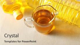  Presentation with cooking oil - Amazing slides having bottles with cooking oil backdrop and a lemonade colored foreground