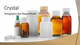  Presentation with syrup - Presentation design with bottles with cough syrup pills background and a white colored foreground