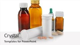  Presentation with syrup - Amazing presentation theme having bottles with cough syrup pills backdrop and a light gray colored foreground