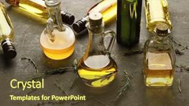  Presentation with cooking oil - Theme consisting of bottles with different cooking oil background and a tawny brown colored foreground