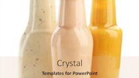  Presentation with sauces - Colorful presentation design enhanced with homemade ranch dressing - bottles with different sauces backdrop and a yellow colored foreground