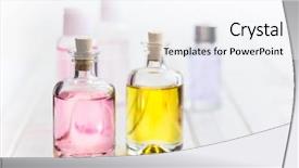 Presentation with essential oil - PPT theme consisting of bottles with essential aroma oil background and a white colored foreground