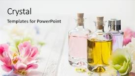  Presentation with essential oil - Beautiful theme featuring bottles with essential aroma oil backdrop and a white colored foreground