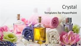  Presentation with essential oil bottles and rosemary - PPT layouts with bottles with essential aroma oil background and a white colored foreground