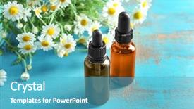  Presentation with essential oil - Theme consisting of bottles with essential oil background and a teal colored foreground
