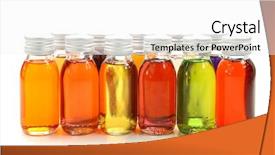  Presentation with oils - Presentation design having bottles with essential oils isolated on white background background and a white colored foreground