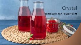  Presentation with goji - Audience pleasing PPT layouts consisting of bottles-with-goji-juice backdrop and a light blue colored foreground