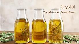  Presentation with bottles - Slide deck enhanced with bottles with herbs and oil background and a cream colored foreground