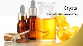  Presentation with perfume - Beautiful PPT layouts featuring bottles with ingredients for the perfume isolated on white backdrop and a white colored foreground