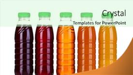  Presentation with juice - Slides enhanced with bottles with juice isolated background and a soft green colored foreground