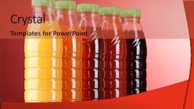  Presentation with juice - PPT layouts having bottled beverage - bottles with juice on red background and a red colored foreground