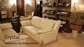  Presentation with wine store - Amazing presentation theme having bottles with old wine in liquor store backdrop and a coral colored foreground