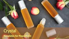  Presentation with perfume - PPT theme featuring bottles with perfume and rosebuds background and a red colored foreground