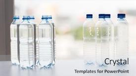  Presentation with healthy eating - Presentation enhanced with bottles with pure drinking water background and a  colored foreground