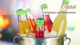  Presentation with bottles - Presentation theme enhanced with bottles with tasty drinks background and a cream colored foreground