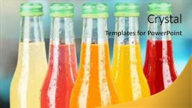  Presentation with soda - Presentation design enhanced with bottles with tasty drinks background and a  colored foreground