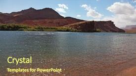  Presentation with ripples - Amazing presentation theme having bottling the colorado river mountain of red sandstone and thin water ripples backdrop and a tawny brown colored foreground