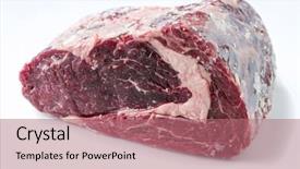  Presentation with barbecue dry aged kobe rib - Slide deck consisting of top bottom - dry aged entrecote steak background and a coral colored foreground