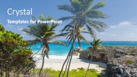  Presentation with paradise island - Presentation theme having bottom-bay-is-one background and a teal colored foreground