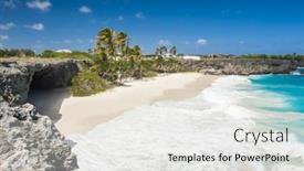  Presentation with paradise island - Theme consisting of bottom-bay-is-one background and a white colored foreground