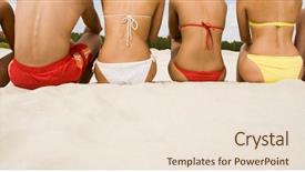  Presentation with human footsteps in the sand - Slide set with bottom line - row of human buttocks sitting background and a lemonade colored foreground