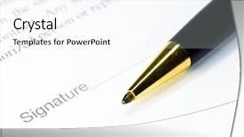  Presentation with fountain pen and inkpot - Cool new slides with bottom line - signature space and golden pen backdrop and a sky blue colored foreground