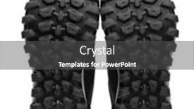  Presentation with hiking - PPT theme featuring bottom-of-new-hiking-boots background and a dark gray colored foreground