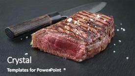  Presentation with steak - Beautiful presentation design featuring bottom round steak backdrop and a dark gray colored foreground