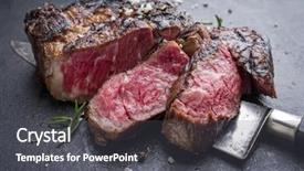  Presentation with wagyu - PPT layouts featuring bottom up - barbecue aged wagyu rib eye background and a dark gray colored foreground