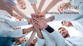  Presentation with small group top view - Presentation design with bottom-view-a-group background and a coral colored foreground