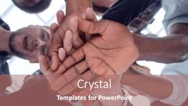  Presentation with diverse people - PPT theme with bottom-view-a-group background and a coral colored foreground