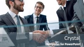  Presentation with handshake - Cool new slides with bottom-view-a-handshake backdrop and a ocean colored foreground