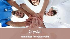  Presentation with medical emergency trauma team - Presentation enhanced with bottom view a team background and a coral colored foreground