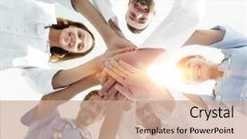  Presentation with medical - Audience pleasing slides consisting of bottom view a team backdrop and a coral colored foreground