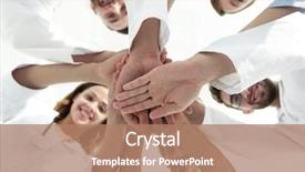  Presentation with team health - Colorful presentation design enhanced with bottom view a team backdrop and a coral colored foreground