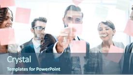  Presentation with reading table - Presentation design featuring bottom view businessman reading notes background and a ocean colored foreground