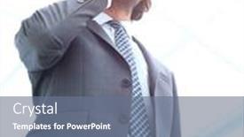  Presentation with luggage - Beautiful PPT layouts featuring bottom view businessman with luggage talking on a cell backdrop and a ocean colored foreground