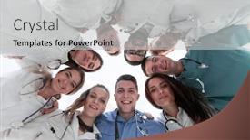  Presentation with diverse medical - PPT layouts featuring bottom-view-diverse-medical-professionals background and a light gray colored foreground