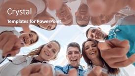  Presentation with diverse medical - Beautiful PPT layouts featuring bottom-view-diverse-medical-professionals backdrop and a coral colored foreground