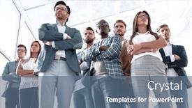  Presentation with confident - Beautiful slides featuring bottom-view-group-of-confident backdrop and a ocean colored foreground