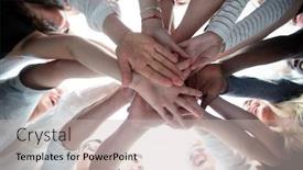  Presentation with big group people - Beautiful presentation design featuring bottom-view-group-of-young backdrop and a light gray colored foreground