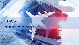  Presentation with japanese new year above view - Colorful presentation theme enhanced with bottom view of airplane above backdrop and a light blue colored foreground