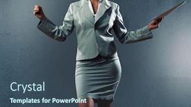  Presentation with pen - Amazing presentation theme having bottom-view-of-businesswoman-holding backdrop and a ocean colored foreground