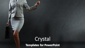  Presentation with pen - Cool new presentation theme with bottom-view-of-businesswoman-holding backdrop and a dark gray colored foreground